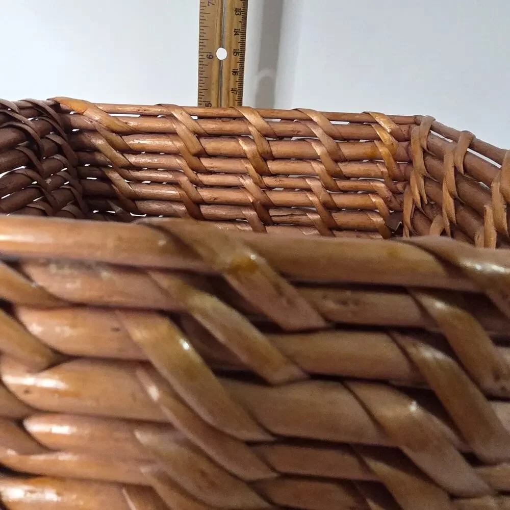 Brown Rectangular Wicker Storage Basket Rustic Farmhouse Organizer